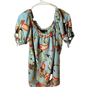 Harve Bernard after shoulder short cold, shoulder floral blouse Size large